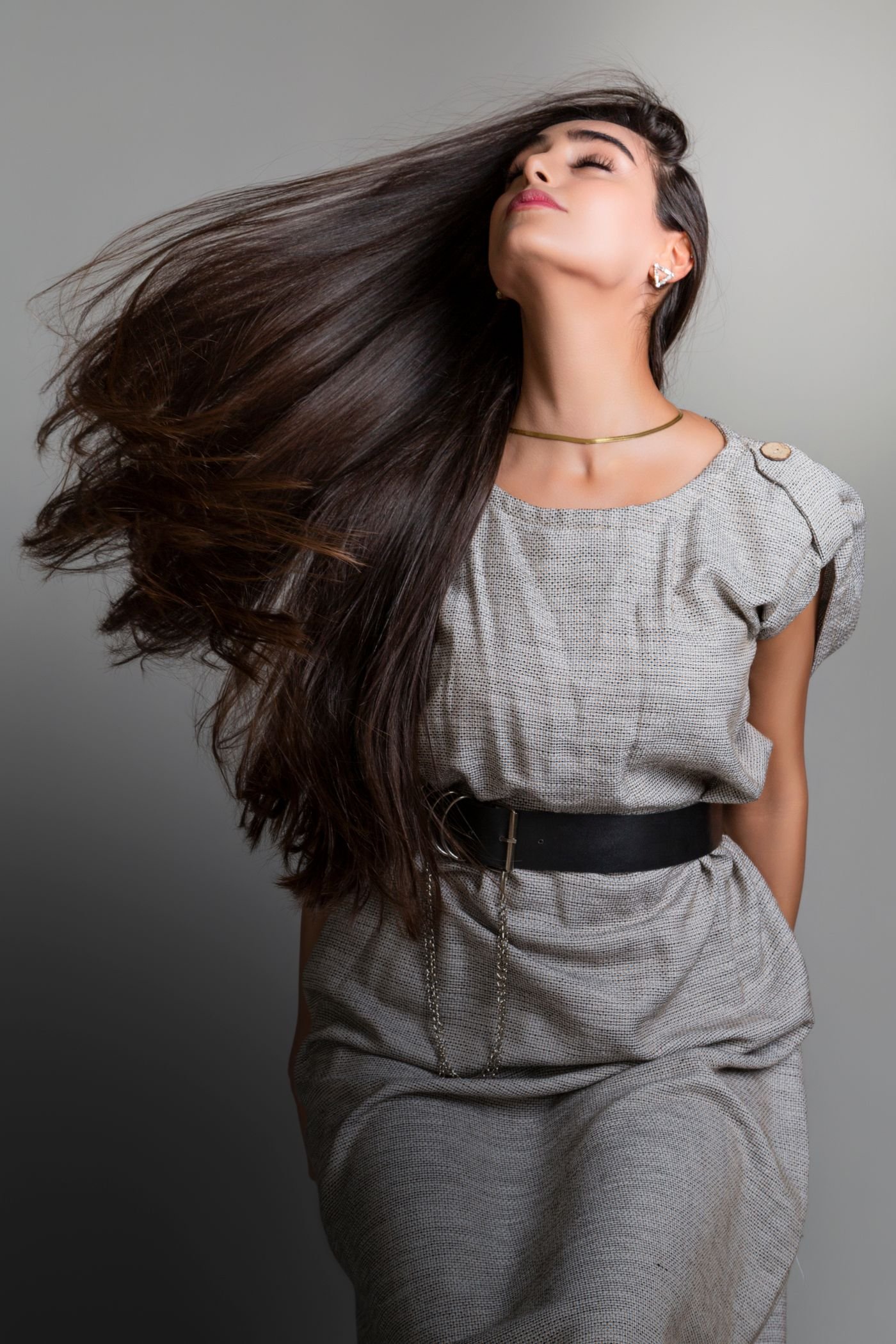 Woman with long, healthy flowing hair
